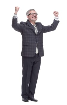in full growth. a very happy, attractive man . isolated on a white background