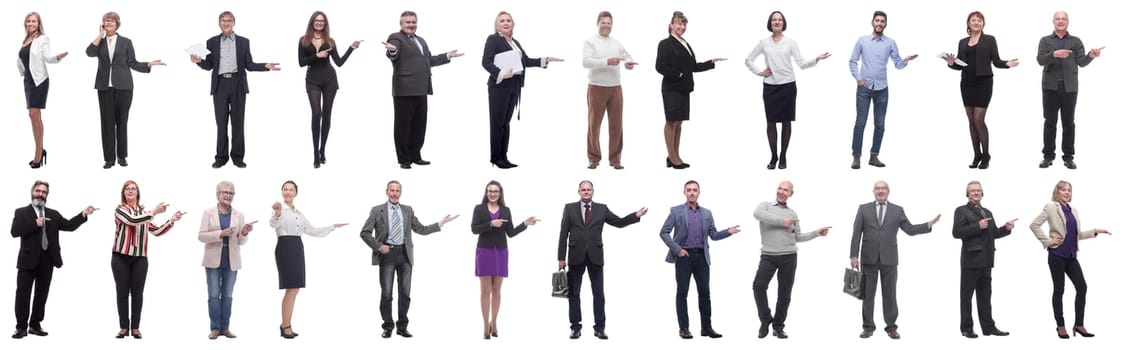 group of business people showing thumbs up isolated on white background