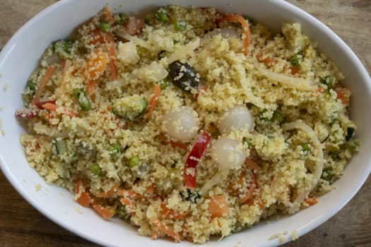 couscous with variety of fresh vegetables