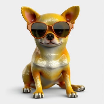 dog puppy chihuahua student glasses yellow pet looking isolated goggles sunglasses mammal adorable cute animal funny purebred concept background portrait happy. Generative AI.