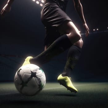 ball victory competition fan football foot kick game outdoor sport goal stadium field soccer action world activity cup young soccer male winner. Generative AI.