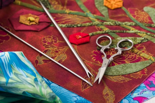 Special tools for fabric applique lying on the fragment