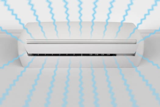 Fresh cool airflow from a white wall mounted air conditioner.