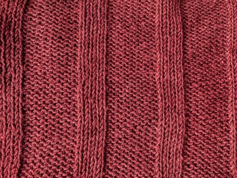 Knitted Fabric. Vintage Woven Pullover. Detail Knitwear Xmas Background. Weave Knitted Wool. Red Linen Thread. Scandinavian Warm Canvas. Structure Cloth Embroidery. Soft Abstract Wool.