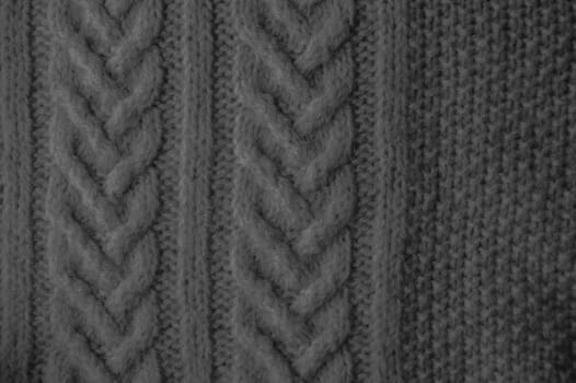 Closeup Pattern Knit. Vintage Woven Pattern. Linen Jacquard Holiday Background. Fiber Pattern Knit. Dark Weave Thread. Scandinavian Winter Scarf. Soft Canvas Wallpaper. Knitted Print.
