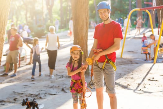 little girl getting ready for climbing