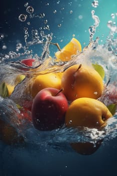 citrus health food green healthy fresh water red splashing strawberry nature liquid fruit vitamin clean agriculture drop concept background juicy berry. Generative AI.