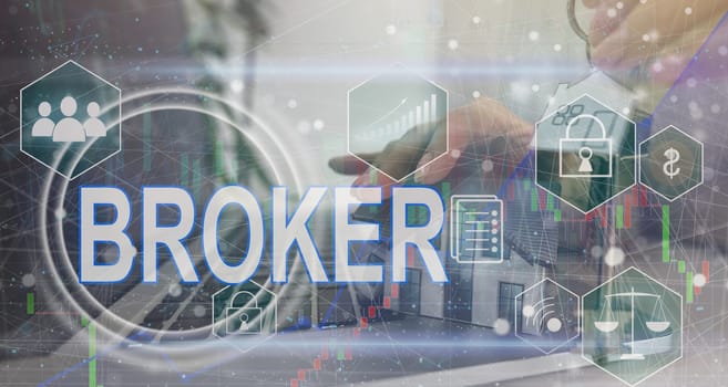 Online Broker button on virtual screen.