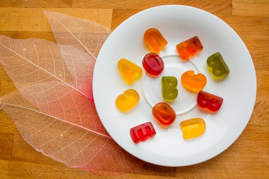 Jelly bean sweets and ABC letters. Education and alphabet concept