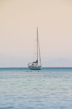 Sailing yacht race. Yachting. Sailing.Blue Mediterranean sailboat sailing in perfect ocean