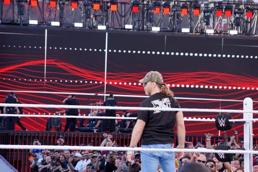 Santa Clara, California - March 29, 2015: During Wrestlemania 31 at Levi's Stadium in Santa Clara, California on March 29, 2015, the renowned WWE superstar Shawn Michaels can be seen standing in the ring during a match.