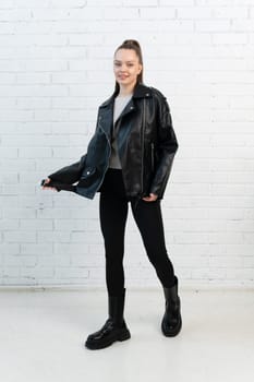 isolated clothing white design style fashion jacket leather black background zipper clothes casual