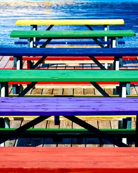 Picnic benches in Maine