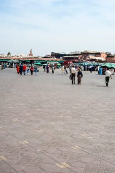 MARRAKECH, MOROCCO 09/11/2013 - The famous Marrakesh Square, Fna Jemaa or Jemaa el fna