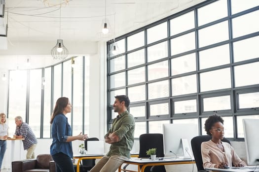 Most entrepreneurial pursuits arent solo ventures. two designers having a conversation in a office