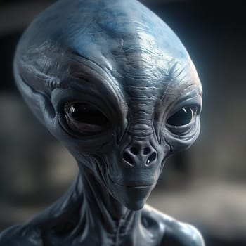 Alien attack or abduction or in a UFO space ship, visitor or scary world or universe with invasion, technology and martians. A close up or portrait of aliens for horror, strange and special effects