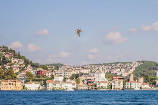 A panorama photo of Bosporus strait, Istanbul. Turkiye.