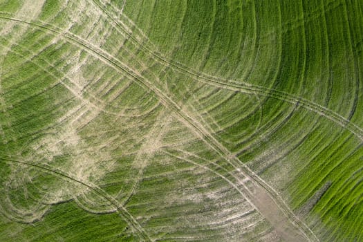 Aerial photographic documentation of drawings left after tillage in Tuscany Italy 