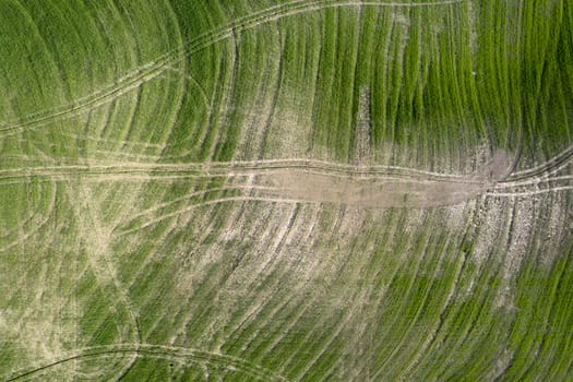 Aerial photographic documentation of drawings left after tillage in Tuscany Italy 