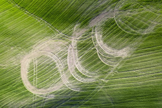 Aerial photographic documentation of drawings left after tillage in Tuscany Italy 