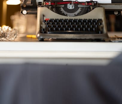 Abandoned for years, this antique typewriter awaits the completion of its unfinished work.
