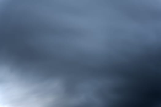 Soft, blurred, and stormy blue cloud pattern background with a dubitative atmosphere.