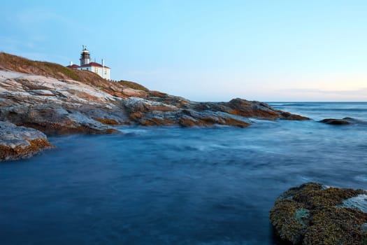 Beavertail Lighthouse at sunset, Jamestown RI.