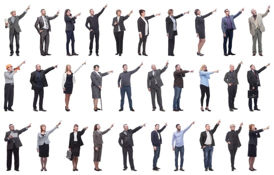 group of business people showing thumbs up isolated on white background