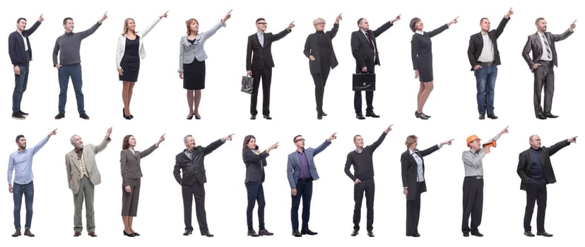 group of business people showing thumbs up isolated on white background