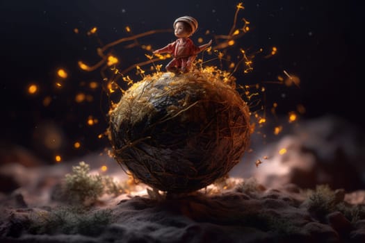 The Little Prince. Antoine Marie Roger de Saint Exupery. A timeless classic, a book, a story, for children and adults. Creative reproduction, young man, hero pilot.