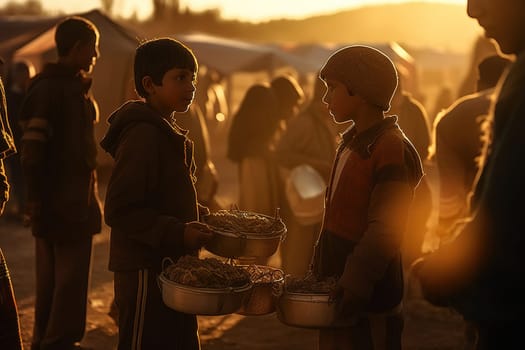 Refugee. Due to war, climate change, and global political issues, the refugee problem is gaining momentum. Hungry children, migrate to Europe, humanitarian demographic catastrophe. Crisis.
