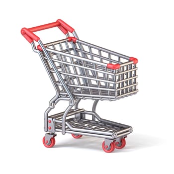 Shopping cart cartoon style 3D rendering illustration isolated on white background
