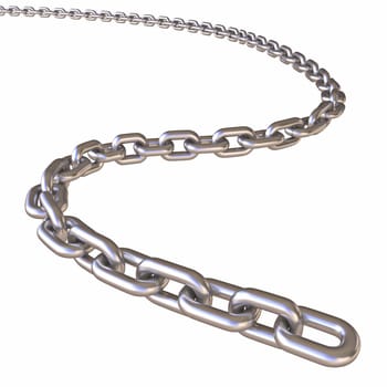Metal chain 3D rendering illustration isolated on white background
