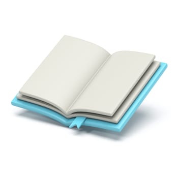 Blue open book icon 3D rendering illustration isolated on white background