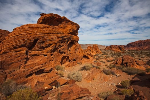 Interesting rock formations in the Valley of Fire State Park. Nevada USA