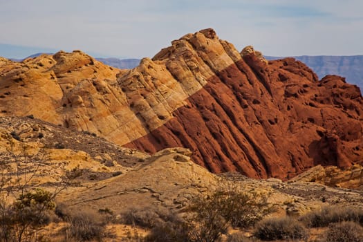 Interesting rock formations in the Valley of Fire State Park. Nevada USA