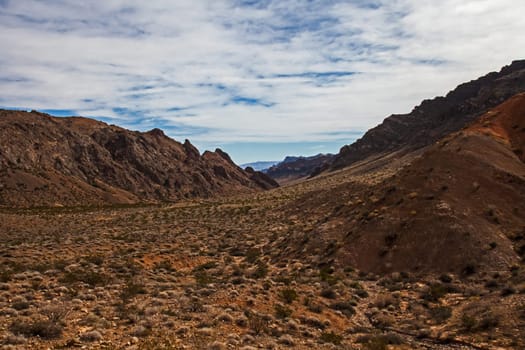 Panoramic view over the Valley of Fire State Park in Nevada, USA