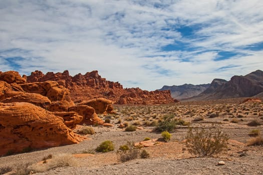 Panoramic view over the Valley of Fire State Park in Nevada, USA