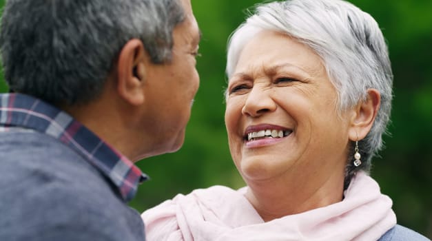 As devoted as devotion gets. a happy senior couple spending a romantic day in the park