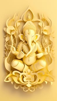 Ganesha paper cut art with colorful background. Generative AI.