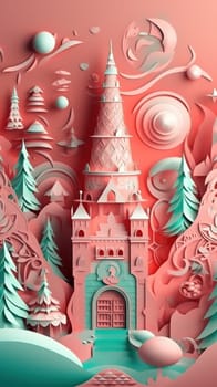 Beautiful colorful paper cut art design. Generative AI.