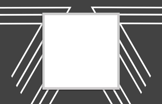 Pattern with white square and lines on grey background