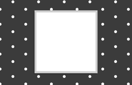 Pattern with white square and white dots on grey background