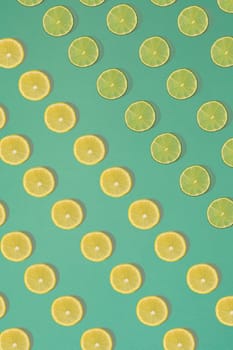 Fruit citrus seamless pattern. Lemon and lime tile texture.