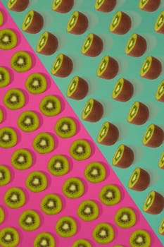 Fruit citrus seamless pattern. Kiwi tile texture.Pink and green background