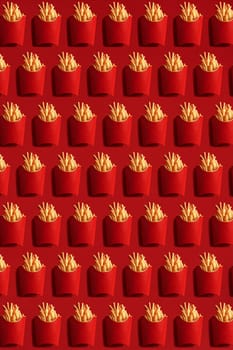 Close Up to French Fries, High Calorie Junk Food, Background. Pattern