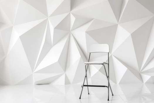 Modern chair on abstract background of polygons on white background. White texture.