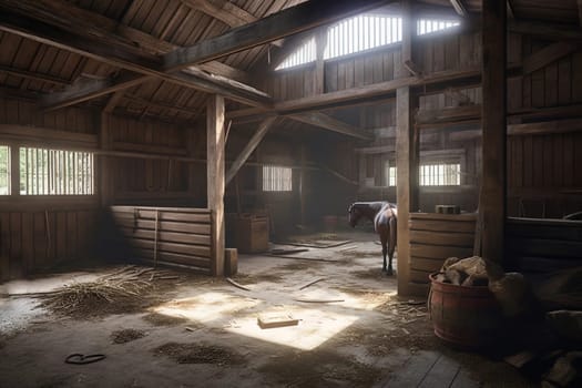 A stable with well-groomed horses. Generative AI