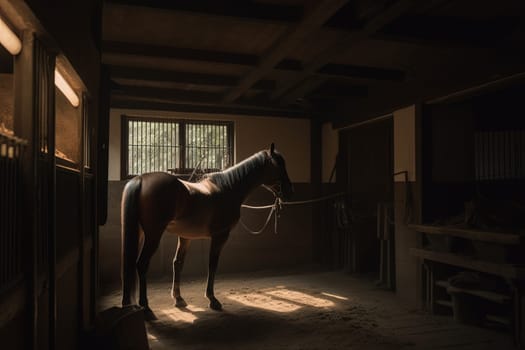 A stable with well-groomed horses. Generative AI