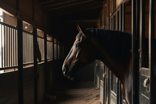 A stable with well-groomed horses. Generative AI
